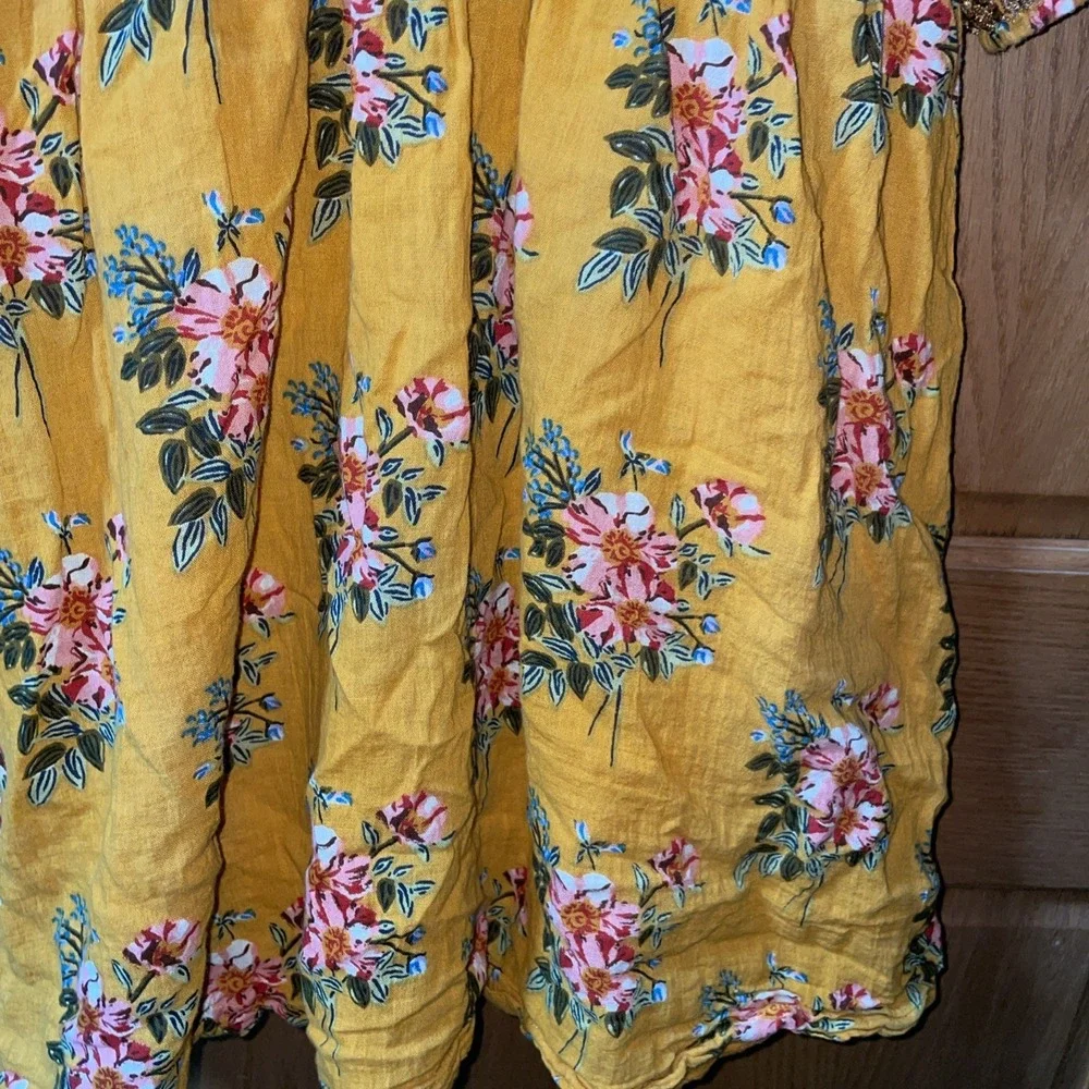 Pink Chicken Girl's Size 12Y Puff Sleeve Beaded Sleeves Floral Pleated